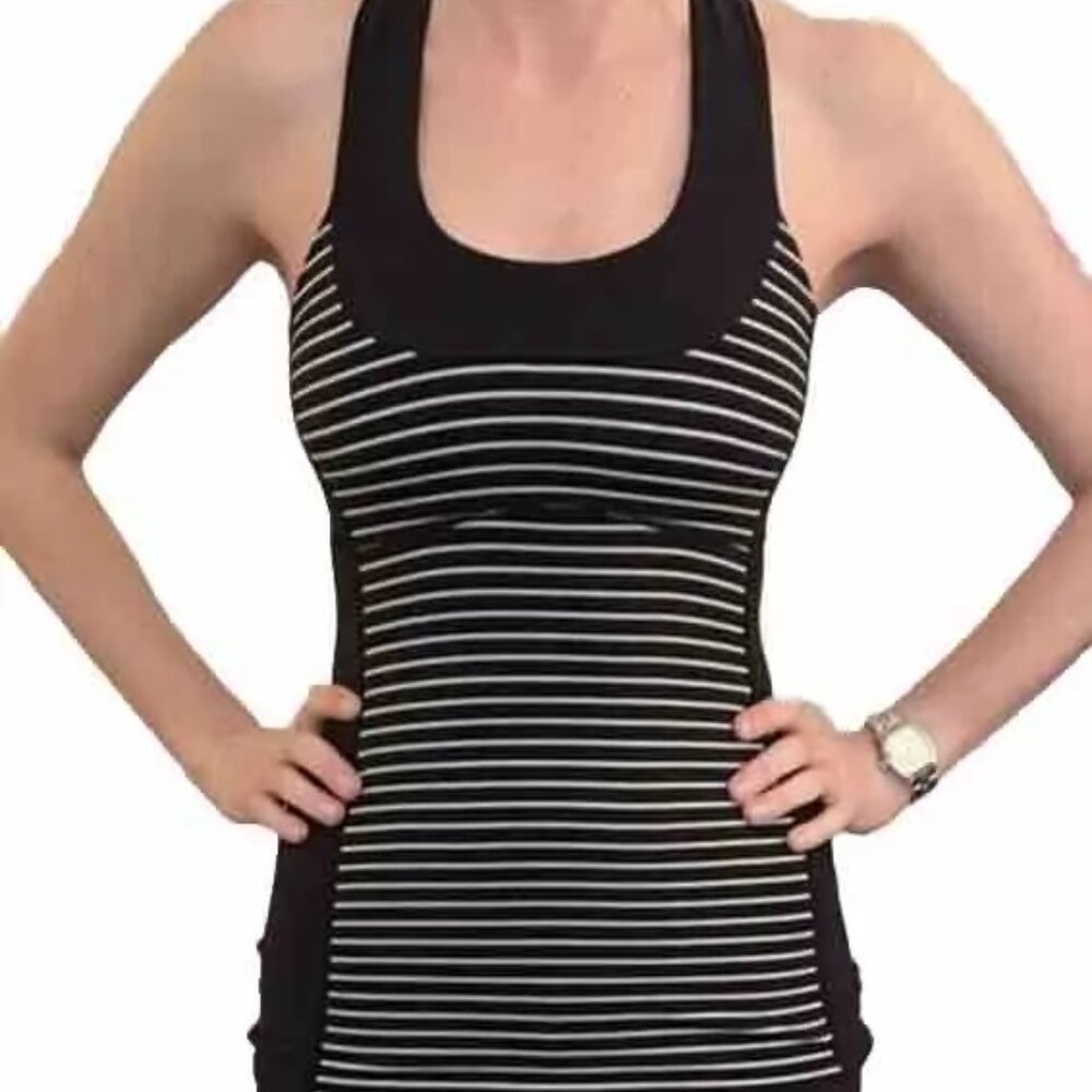 Lululemon Tank White/ black Striped , Size 4